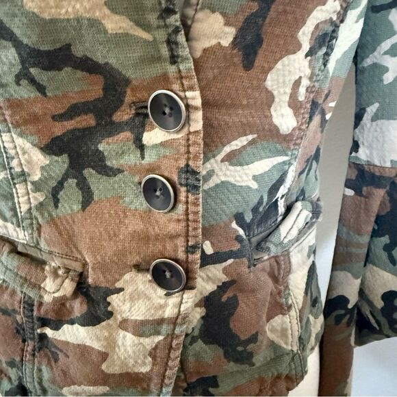Free People Camo Green and Brown Blazer Tailored Fit Size 4 - Picture 5 of 7
